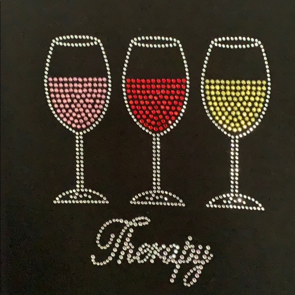 Isaac’s Design Wine Therapy Rhinestone T-shirt - Picture 2 of 5